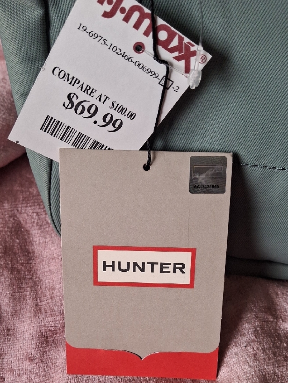 NWT HUNTER Sage Green Backpack with Front Zip Pocket - Picture 6 of 7